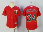 Twins #34 Kirby Puckett Red Youth New Cool Base Jersey