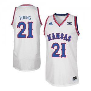 Kansas Jayhawks #21 Clay Young White Throwback College Basketball Jersey