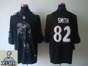 2013 Super Bowl XLVII NEW Baltimore Ravens 82 Smith Black Jerseys (Helmet Tri-Blend Limited)