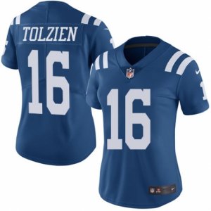 Women\'s Nike Indianapolis Colts #16 Scott Tolzien Limited Royal Blue Rush NFL Jersey