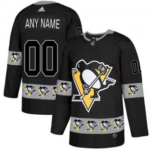 Pittsburgh Penguins Black Men\'s Customized Team Logos Fashion Adidas Jersey