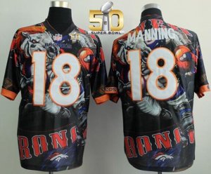 Nike Denver Broncos #18 Peyton Manning Team Color Super Bowl 50 Men Stitched NFL Elite Fanatical Version Jersey