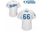 Los Angeles Dodgers #66 Yasiel Puig Replica White Home 2017 World Series Bound Cool Base MLB Jersey