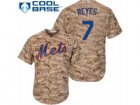 Mens Majestic New York Mets #7 Jose Reyes Replica Camo Alternate Cool Base MLB Jersey