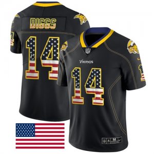 Nike Vikings #14 Stefon Diggs Black USA Flag Fashion Limited Jersey