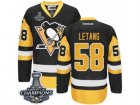 Youth Reebok Pittsburgh Penguins #58 Kris Letang Premier Black Gold Third 2017 Stanley Cup Champions NHL Jersey