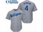 Los Angeles Dodgers #4 Babe Herman Replica Grey Road 2017 World Series Bound Cool Base MLB Jersey