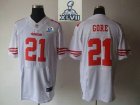 2013 Super Bowl XLVII NEW San Francisco 49ers #21 Frank Gore White With Hall of Fame 50th Patch(Elite)
