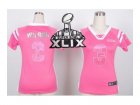 2015 Super Bowl XLIX Nike women seattle seahawks #3 wilson pink[fashion Rhinestone sequins]
