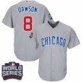 Youth Majestic Chicago Cubs #8 Andre Dawson Authentic Grey Road 2016 World Series Bound Cool Base MLB Jersey
