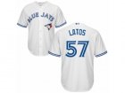 Mens Majestic Toronto Blue Jays #57 Mat Latos Replica White Home MLB Jersey