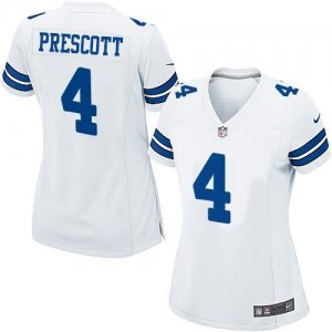 Womens Nike Dallas Cowboys #4 Dak Prescott White Stitched NFL Elite Jersey