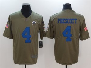 Nike Cowboys #4 Dak Prescott Olive Salute To Service Limited Jersey