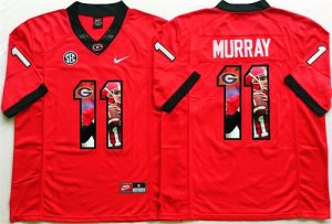 Georgia Bulldogs 11 Aaron Murray Red Portrait Number College Jersey