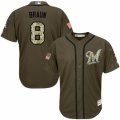 Men's Majestic Milwaukee Brewers #8 Ryan Braun Replica Green Salute to Service MLB Jersey