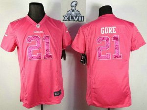 2013 Super Bowl XLVII Women NEW NFL San Francisco 49ers 21 Frank Gore Pink NFL Jerseys