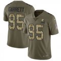 Nike Browns #95 Myles Garrett Olive Camo Salute To Service Limited Jersey
