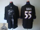 2013 Super Bowl XLVII NEW Baltimore Ravens 55 Terrell Suggs Black Jerseys (Helmet Tri-Blend Limited)
