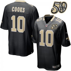 Mens New Orleans Saints #10 Brandin Cooks Black 50th Anniversary Game Jersey