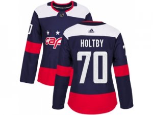 Women Adidas Washington Capitals #70 Braden Holtby Navy Authentic 2018 Stadium Series Stitched NHL Jersey