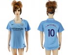 2017-18 Manchester City 10 KUN AGUERO Home Women Soccer Jersey