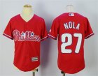 Phillies #27 Aaron Nola Red Youth New Cool Base Jersey