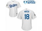 Los Angeles Dodgers #18 Kenta Maeda Replica White Home 2017 World Series Bound Cool Base MLB Jersey
