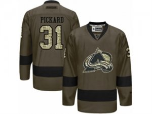 Mens Reebok Colorado Avalanche #31 Calvin Pickard Authentic Green Salute to Service NHL Jersey