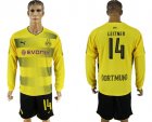 2017-18 Dortmund 14 LEITNER Home Long Sleeve Soccer Jersey