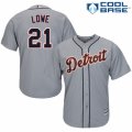 Men's Majestic Detroit Tigers #21 Mark Lowe Replica Grey Road Cool Base MLB Jersey