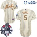New York Mets #5 David Wright Cream(Blue Strip) USMC Cool Base W 2015 World Series Patch Stitched MLB Jersey