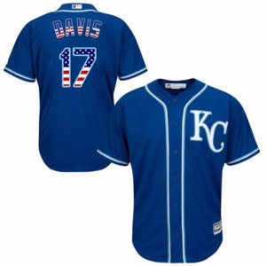 Men\'s Majestic Kansas City Royals #17 Wade Davis Replica Royal Blue USA Flag Fashion MLB Jersey
