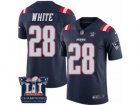 Mens Nike New England Patriots #28 James White Limited Navy Blue Rush Super Bowl LI Champions NFL Jersey