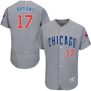 2016 Men Chicago Cubs #17 Kris Bryant Majestic Gray Flexbase Authentic Collection player Jersey