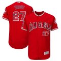 Angels #27 Mike Trout Scarlet 150th Patch Flexbase Jersey