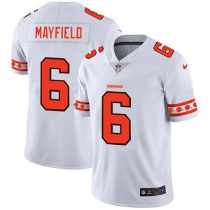 Nike Browns #6 Baker Mayfield White Team Logos Fashion Vapor Limited Jersey