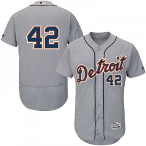 2016 Men Detroit Tigers #42 Jackie Robinson Majestic Gray Authentic Collection Flexbase Jersey