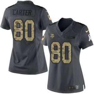 Women\'s Nike Minnesota Vikings #80 Cris Carter Limited Black 2016 Salute to Service NFL Jersey