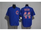 Chicago Cubs #44 Anthony Rizzo Blue Team Logo Print Cool Base Stitched Baseball Jersey