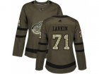 Women Adidas Detroit Red Wings #71 Dylan Larkin Green Salute to Service Stitched NHL Jersey