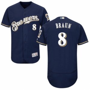 Men\'s Majestic Milwaukee Brewers #8 Ryan Braun Navy Blue Flexbase Authentic Collection MLB Jersey