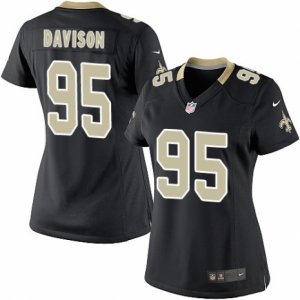 Women\'s Nike New Orleans Saints #95 Tyeler Davison Limited Black Team Color NFL Jersey