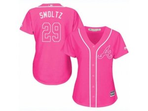 Women Atlanta Braves #29 John Smoltz Replica Pink Fashion Cool Base MLB Jersey