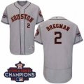 Astros #2 Alex Bregman Grey Flexbase Authentic Collection 2017 World Series Champions Stitched MLB Jersey