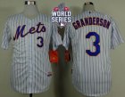 New York Mets #3 Curtis Granderson White(Blue Strip) Home Cool Base W 2015 World Series Patch Stitched MLB Jersey