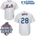 New York Mets #28 Daniel Murphy White(Blue Strip) New Cool Base W 2015 World Series Patch Stitched MLB Jersey