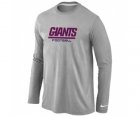 Nike New York Giants Authentic font Long Sleeve T-Shirt Grey