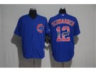 Chicago Cubs #12 Kyle Schwarber Blue Team Logo Print Cool Base Stitched Baseball Jersey