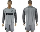 Inter Milan Blank Grey Goalkeeper Long Sleeves Soccer Club Jersey
