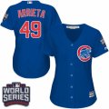 Women's Majestic Chicago Cubs #49 Jake Arrieta Authentic Royal Blue Alternate 2016 World Series Bound Cool Base MLB Jersey